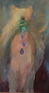 Blue Winged Bear, mixed medium, canvas, 3’ X 6’